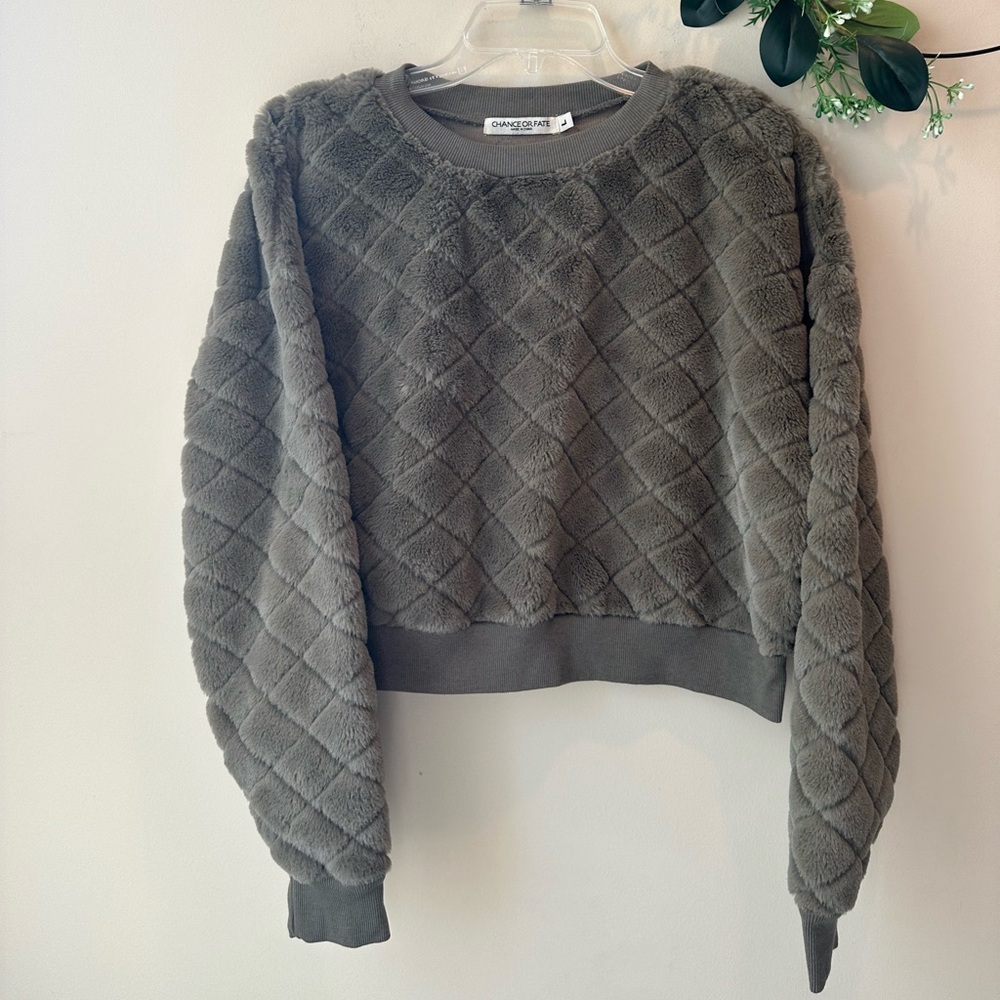 Chance or Fate Olive Quilted Sweater